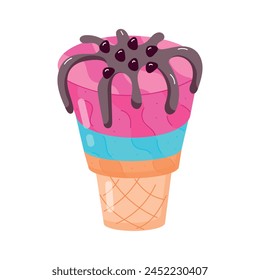 Premium flat sticker of dessert cone