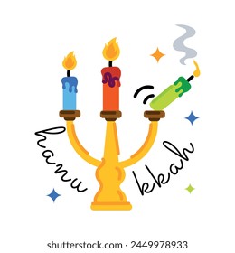 Premium flat sticker of hanukkah 