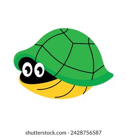 Premium flat sticker of a hiding turtle 
