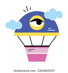 Premium flat sticker icon of hot balloon 