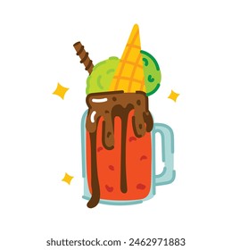 Premium flat sticker of a monster shake 