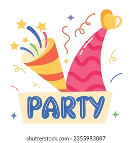 Premium flat sticker of party caps 