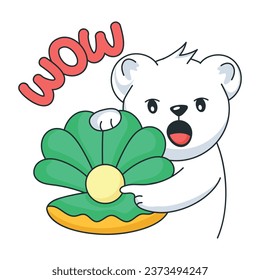 Premium flat sticker of a pearl shell 