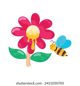 Premium flat sticker of pollination