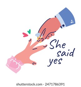 Premium flat sticker of she said yes typography 