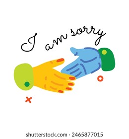 Premium flat sticker of sorry handshake 