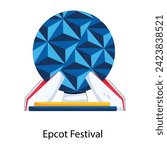 Premium flat style icon of epcot festival