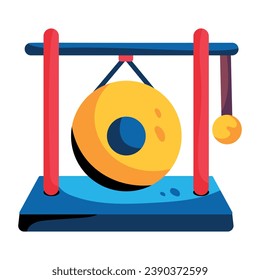 Premium flat style icon of gong bell 