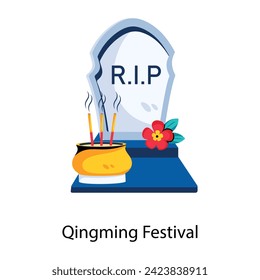 Premium Flat Style Ikone des Qingming Festivals