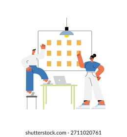 Ilustração de estilo plano premium da programação da equipe