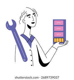 Premium flat style illustration of technical repair
