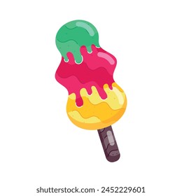 Premium flat style sticker of ice lolly