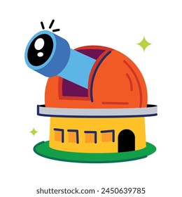 Premium flat style sticker of an observatory 
