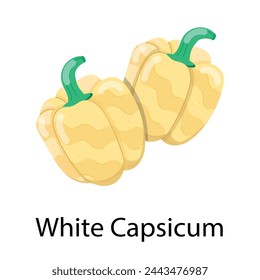 Premium flat style sticker of white capsicum