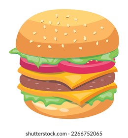 Premium flat vector of double burger 
