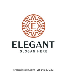 Modelo de Insígnia Floral Premium para a identidade da marca Elite