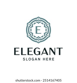 Modelo de Insígnia Floral Premium para a identidade da marca Elite