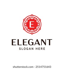 Modelo de Insígnia Floral Premium para a identidade da marca Elite