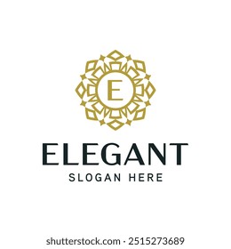 Modelo de Insígnia Floral Premium para a identidade da marca Elite