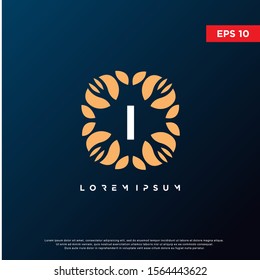 Premium floral letter i initials logo. Universal symbol icon vector design.