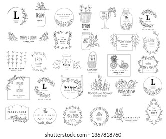 Premium floral logo templates for wedding,flower shop,logo,banner,badge,printing,product,package.vector illustration