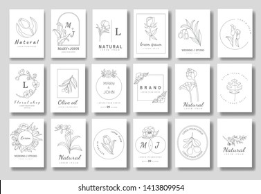 Premium floral logo templates for wedding,logo,banner,badge,printing,product,package.vector illustration