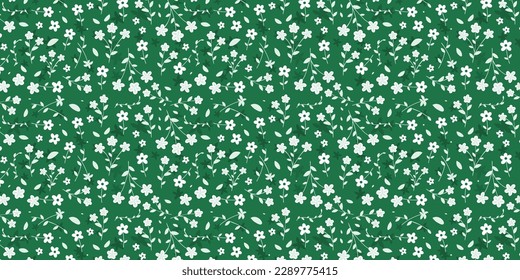 Premium floral pattern illustration. Abstract flower and leaf crowded style. Elegance look on green background. Find fill pattern on swatches