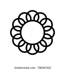 Premium flower logo icon vector design. Frame border logotype. Black monogram sign. Outline symbol.