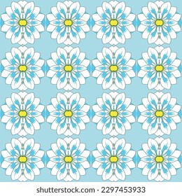 Premium, flowery vector design with blue and white flowers repeating seamlessly over dark background, perfect for elegant home decor or stationery.