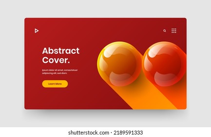 Premium flyer design vector template. Geometric realistic balls handbill layout.