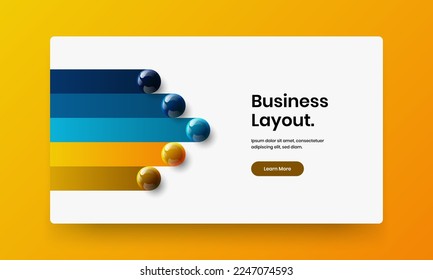 Premium flyer vector design illustration. Geometric 3D balls booklet layout.