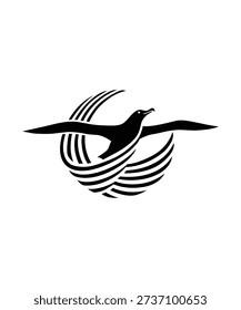 Premium Flying Eagle Circle Emblem Minimal Bird Logo