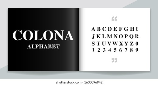 Premium font and alphabet set. Lettering Design for magazine, poster, logo or advertising media. Typography fonts uppercase and number. Vector illustration.