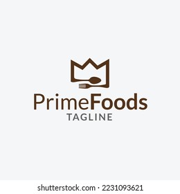 premium foods spoon fork and crown logo