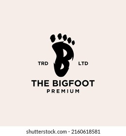 Premium footprint of yeti with initial letter B vector black logo icon design