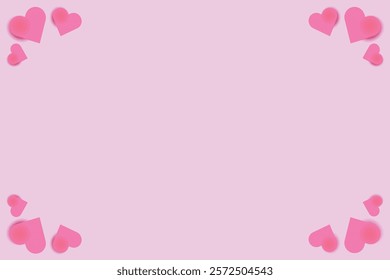 Premium frame of hearts on pink background