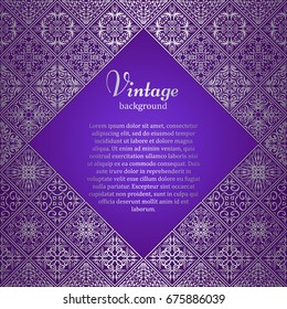 Premium frame in oriental style. Mosaic background. Islamic card with place for text. Arabic, indian, turkish, pakistan, chinese, japanese, asian motifs Tiled ornament