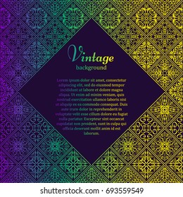 Premium frame in oriental style. Mosaic background. Islamic card with place for text. Arabic, indian, turkish, pakistan, chinese, japanese, asian motifs Tiled ornament