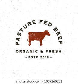 premium fresh beef label. retro styled meat shop emblem, badge, design elements, logotype template. vector illustration