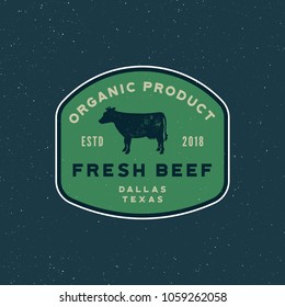 premium fresh beef label. retro styled meat shop emblem, badge, design elements, logotype template. vector illustration