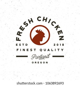 premium fresh chicken meat label. retro styled meat shop emblem. vector illustration