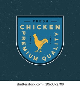 premium fresh chicken meat label. retro styled meat shop emblem. vector illustration