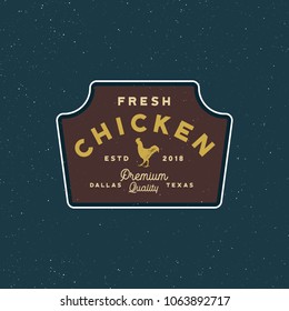premium fresh chicken meat label. retro styled meat shop emblem. vector illustration