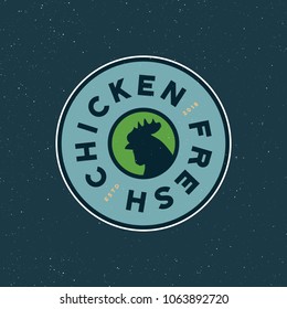 premium fresh chicken meat label. retro styled meat shop emblem. vector illustration