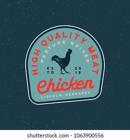 premium fresh chicken meat label. retro styled meat shop emblem. vector illustration