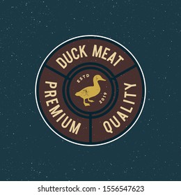premium fresh duck meat label. retro styled meat shop emblem, badge, design elements, logotype template. vector illustration