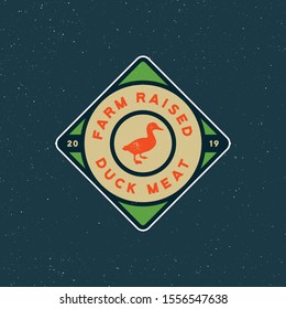 premium fresh duck meat label. retro styled meat shop emblem, badge, design elements, logotype template. vector illustration