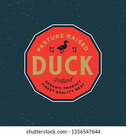 premium fresh duck meat label. retro styled meat shop emblem, badge, design elements, logotype template. vector illustration