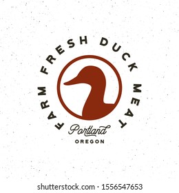 premium fresh duck meat label. retro styled meat shop emblem, badge, design elements, logotype template. vector illustration