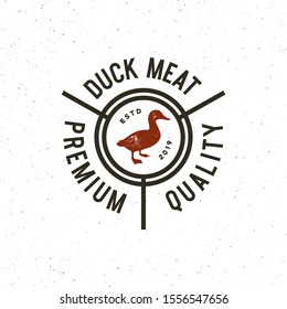 premium fresh duck meat label. retro styled meat shop emblem, badge, design elements, logotype template. vector illustration
